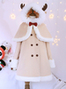 Lolita Mantel Tea party im süßen und hübschen Style mit Farbblock Wollstoff und Kapuze Set in Khakifarbe mit Umhang / Cape&und Überzieher