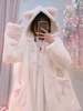 Lolita Mantel Top Katze Kunstfell mit Farbblock Tea party im süßen und hübschen Style und Überzieher