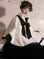 Lolita-Mäntel im ROKOKO-Stil Burgunderroter Mantel mit Schleifen zweifarbiger Mantel aus Polyester für den Winter Lolita-Oberbekleidung