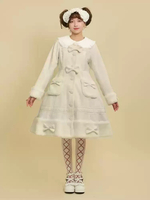 Lolita-Mäntel im ROKOKO-Stil rosa Mantel Schleifen Rüschen Polyester Winter-Lolita-Oberbekleidung