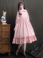 Lolita OP Kleid aus Baumwolle mit Rüschen Rosa Lolita Einteiliges Kleid