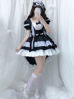 lolita OP Kleid Maid Two-Tone Black Rüschen Lolita One-Piece Kleider