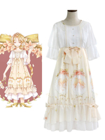 Lolita OP Kleid Print Rüschen Chiffon Lolita Einteiliges Kleid