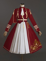 Lolita Outfits Burgunder Rosenmuster Langarm Akademisches Lolita Mantelkleid