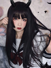 Lolita Perücken Schwarz Long Hime Cut Lolita Haar Perücke