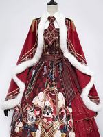Lolita Poncho Cape Burgunder Polyester Band Style Lolita Umhang