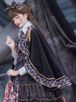 Lolita Poncho Cape Schwarz Polyester Band Style Lolita Umhang