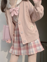 Lolita Pullover Strickjacke Rosa Schleifen Polyester Lange Ärmel Frühling Lolita Outwears
