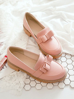 Lolita Pumps Schuhe Bögen Round Toe Leder Lolita Schuhe