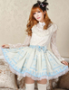 Lolita Rock mit Spitzen und Print in Blau