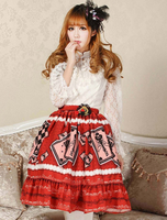 Lolita Rock mit Spitzen und Print in Rot