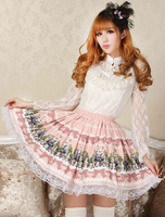 Lolita Rock Polyester mit Spitzen und Print in Rosa