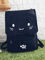 Lolita Rucksack Cute Cat Schwarz Leinentasche