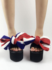 Lolita Sandalen mit Schleife und Farbblock und geometrischen Heels in Schwarz