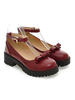 Lolita Schuhe Burgund Bögen runde Zehe PU-Leder Knöchelriemen Lolita Pumps