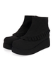 Lolita Schuhe im akademischen Stil Kordelriemen mit schwarzem Rüschen Lolita Bootie