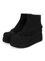 Lolita Schuhe im akademischen Stil Kordelriemen mit schwarzem Rüschen Lolita Bootie