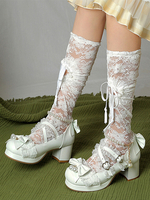 Lolita-Schuhe im ROKOKO-Stil lila Farbblockketten Perlenschleifen runde Zehenpartie Lolita-Pumps aus PU-Leder