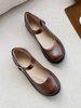 Lolita Schuhe Kaffee Braun Runde Zehen Leder Lolita Pumps