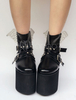 Lolita Schuhe mit Farbblock und Kailabsatz in Schwarz