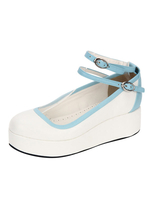 Lolita Schuhe mit Farbblock und Kailabsatz in Weiß
