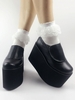 Lolita Schuhe mit Klettverschluss und geometrischen Heels in Schwarz