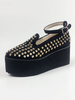 Lolita Schuhe mit Nieten und geometrischen Heels in Schwarz