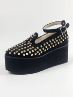 Lolita Schuhe mit Nieten und geometrischen Heels in Schwarz