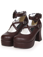 Lolita Schuhe mit Plateau in Hellbraun