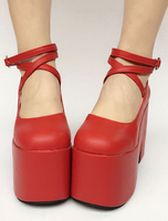 Lolita Schuhe mit Plateau in Rot