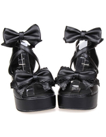 Lolita Schuhe mit Schleife in Schwarz