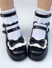 Lolita Schuhe mit Schleife und Plateau in Schwarz