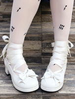 Lolita Schuhe mit Schleife und Plateau in Weiß