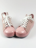 Lolita Schuhe mit Schnüren und geometrischen Heels in Rosa