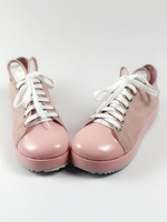Lolita Schuhe mit Schnüren und geometrischen Heels in Rosa