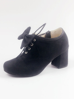 Lolita Schuhe mit Schnüren und Puppy Heels in Schwarz