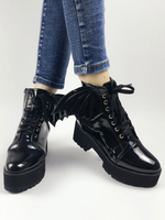 Lolita Schuhe mit Seilschlingen und Blockabsatz in Schwarz