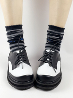 Lolita Schuhe mit Seilschlingen und Farbblock und Puppy Heels in Schwarz