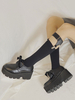 Lolita Schuhe Schwarz Runde Zehen PU Leder Lolita Pumps Schuhe