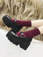 Lolita Schwarze Schuhe PU Leder Lolita Stöckelschuhe