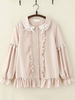 Lolita-Shirt Peter-Pan-Kragen-Rüschen-Bowknot-Chiffon-Rosa-Lolita-Bluse