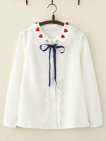 Lolita-Shirt Schatz Bestickte Spitze Bowknot Chiffon Weiß Lolita Bluse