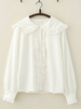 Lolita-Shirt Spitzenrüschen Peter Pan Kragen Chiffon Weißes Lolita Top