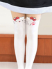 Lolita Socken mit Katzemuster und Printmuster in Weiß