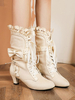 Lolita Stiefel Bögen Kätzchen Absatz runde Zehen Schnüren Lolita Schuhe