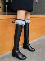 Lolita Stiefel Hidden Heel Leder Runde Zehen Lolita Schuhe