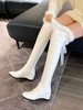 Lolita Stiefel Kunstpelz Spitzenband Lolita Schuhe