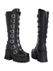 Lolita Stiefel Runde Zehen PU Leder Schwarz Lolita Schuhe