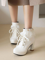 Lolita Stiefeletten Leder Runde Zehen Lolita Stiefeletten Schuhe