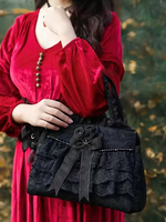 Lolita-Tasche im ROCOCO-Stil weiße Polyester-Blumen Rüschen Polyester-Umhängetasche Lolita-Zubehör